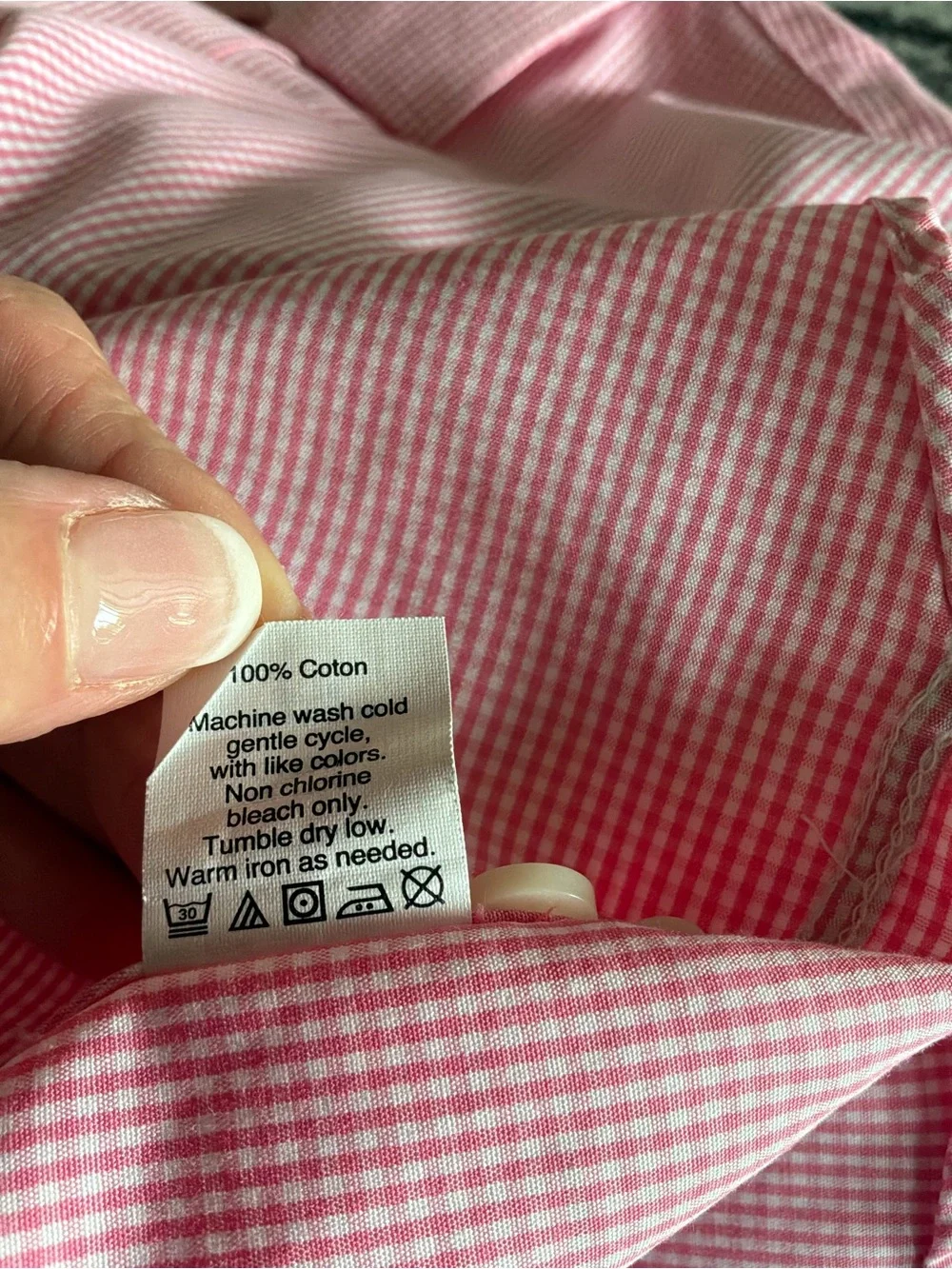 Thompson Shirting for J Crew pink gingham wrinkle free men’s shirt size medium